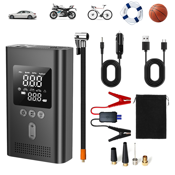 Velson portable jump starter with 150 PSI tire inflator